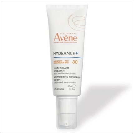 Avène Hydrance+ Moisturizing Sunscreen Lotion SPF30 protects sensitive skin with hydration and broad-spectrum SPF30 for daily use.