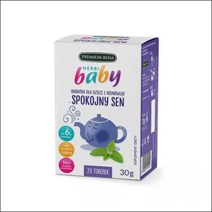 Inquietud y dificultad para conciliar el sueño – Herbi BABY peaceful sleep, Fruit and Herbal Tea, 20 sachets