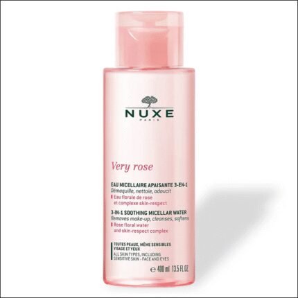 Makeup residue and impurities – Nuxe Very Rose 3-in-1 Soothing Micellar Water