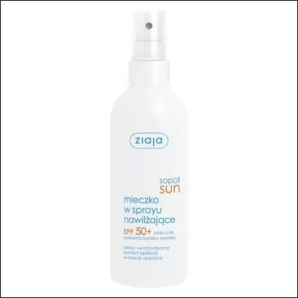 Солнечные ожоги и повреждение кожи от УФ-лучей – Ziaja SopotSun, moisturizing MILK spray SPF 50+, 170 ml