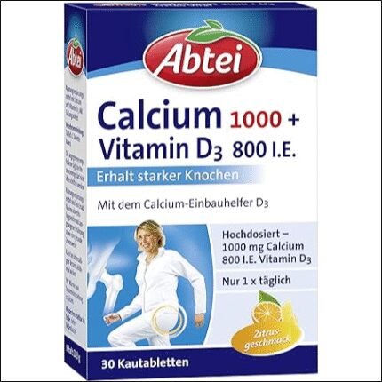 Low bone density and risk of osteoporosis - Abbey Calcium 1000 + D3 Osteo Vital Chewable Tablets – Pack of 30 (1 x 113g)