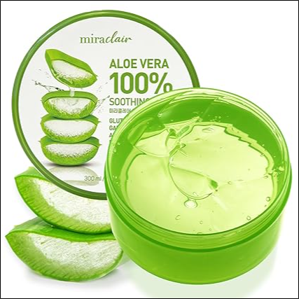 Dry and irritated skin - Aloe Vera Gel for Face, Skin, Hair & Sunburn Relief, Made with 100% Pure Aloe Gel for All Skin Types. Made in Korea. 300ml (10.1fl.oz) (1)