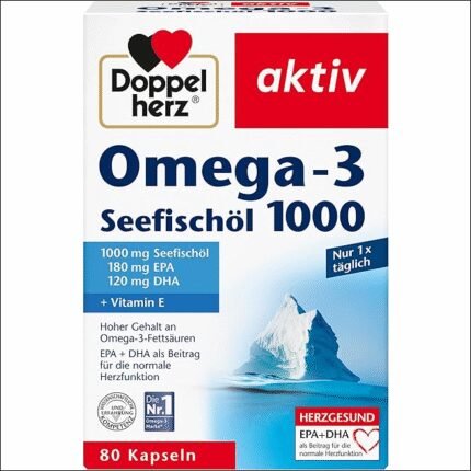 Mala salud del corazón y circulación – Doppelherz Sea Fish Oil Omega-3 1000 For a Heart-Friendly Diet, 80 Capsules