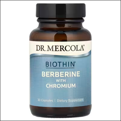 Нарушение уровня сахара в крови – Dr. Mercola, Biothin®, Berberine with Chromium, 30 Capsules