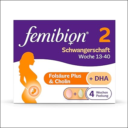Risk of neural tube defects - Femibion 2 Pregnancy,Folic Acid Plus (*3), Choline, DHA, 4 Week Pack, 2 x 28 Pieces