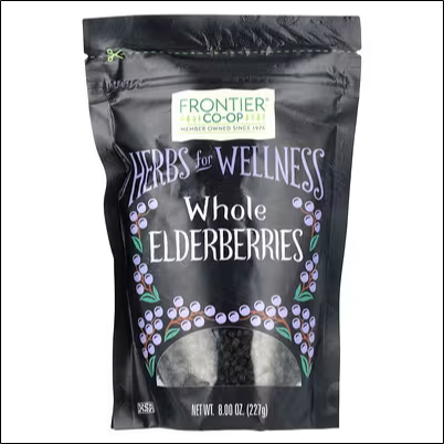 Ослабленная иммунная система и частые заболевания – Frontier Co-op, Whole Elderberries, 8 oz (227 g)