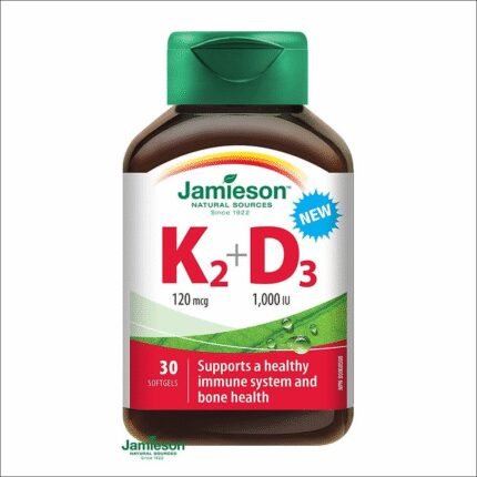 Плохое усвоение кальция и слабая структура костей - Jamieson Vitamins K2 120 mcg and D3 1000 IU 30 capsules