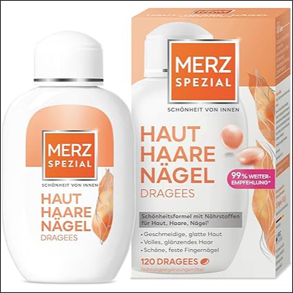 Peau terne et fatiguée – Merz Spezial Skin Hair Nails Dragees - Dietary Supplement with 13 Micro Nutrients for Radiant Skin, Shiny Hair and Firm Fingernails - 1 x 120 Tablets
