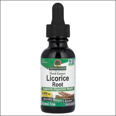 Дискомфорт и раздражение в пищеварении – Nature's Answer, Licorice Root, Liquid Extract, Alcohol Free, 2000 mg, 1 fl oz (30 ml)