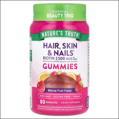 Brittle and weak hair - Nature's Truth, Hair, Skin & Nails, Natural Fruit, 80 Gummies