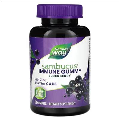 Слабый иммунный ответ – Nature's Way, Sambucus, Immune Support Chewable Supplement, Elderberry, 60 Chewable Tablets