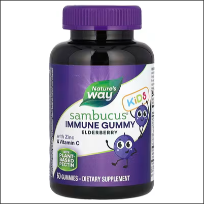 Ослабленная иммунная система – Nature's Way, Sambucus, Standardized Elderberry Extract for Children, 60 Gummies