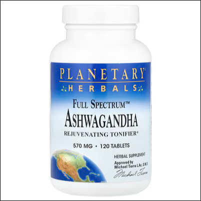 Хронический стресс и тревожность – Planetary Herbals, Full Spectrum, Ashwagandha, 570 mg, 120 Tablets