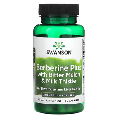 Blood sugar imbalance - Swanson, Berberine Plus with Bitter Melon & Milk Thistle, 60 Capsules