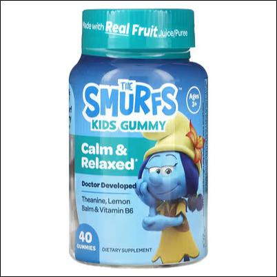 Anxiety and nervousness in children - The Smurfs, Kids Chewables, Calm & Relax, Ages 3+, Berry Smurf, 40 Chewables