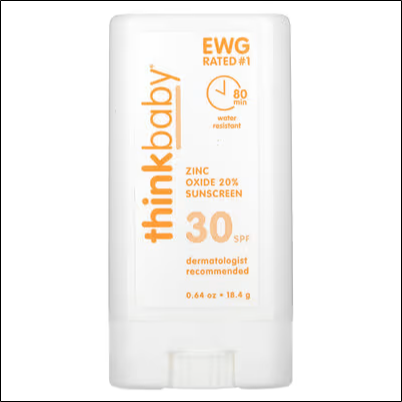 Sunburn and UV damage - think, Thinkbaby®, Zinc Oxide Sunscreen Stick, SPF 30, 0.64 oz (18.4 g)