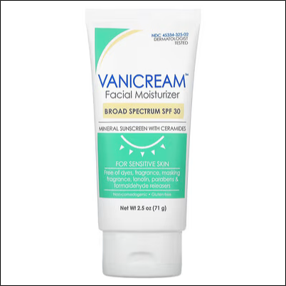 Sun damage and UV exposure on sensitive skin - Vanicream, Facial Moisturizer, Mineral Sunscreen with Ceramides, Sensitive Skin, SPF 30, 2.5 oz (71 g)