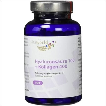 Dry and dehydrated skin - Vita World Hyaluronic Acid 100+ Collagen 400 Capsules Pack of 120