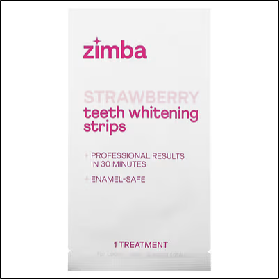 Dents tachées ou décolorées par l’alimentation, les boissons ou le tabac – Zimba Teeth Whitening Strips Strawberry 14 pcs